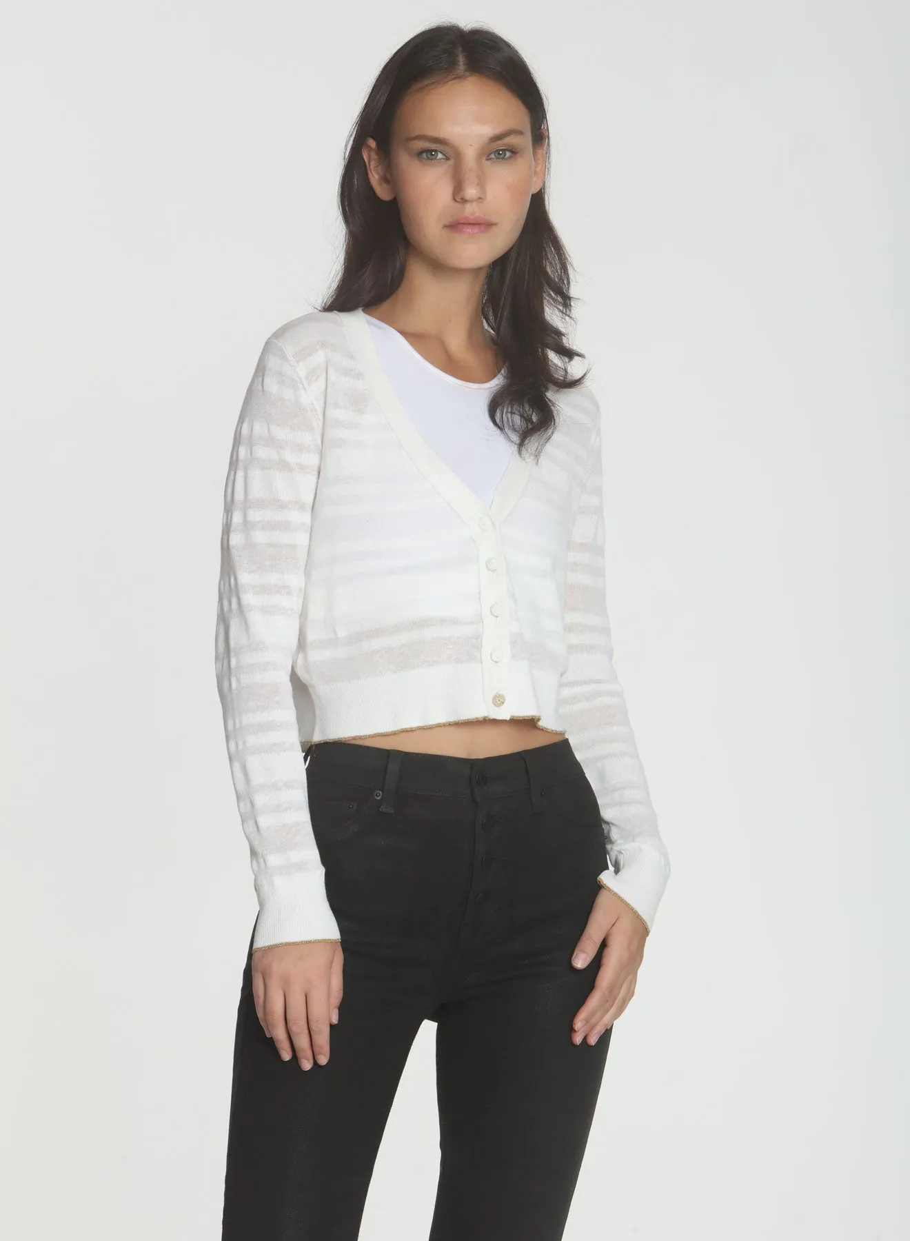 Thea Stripe Cardigan - White