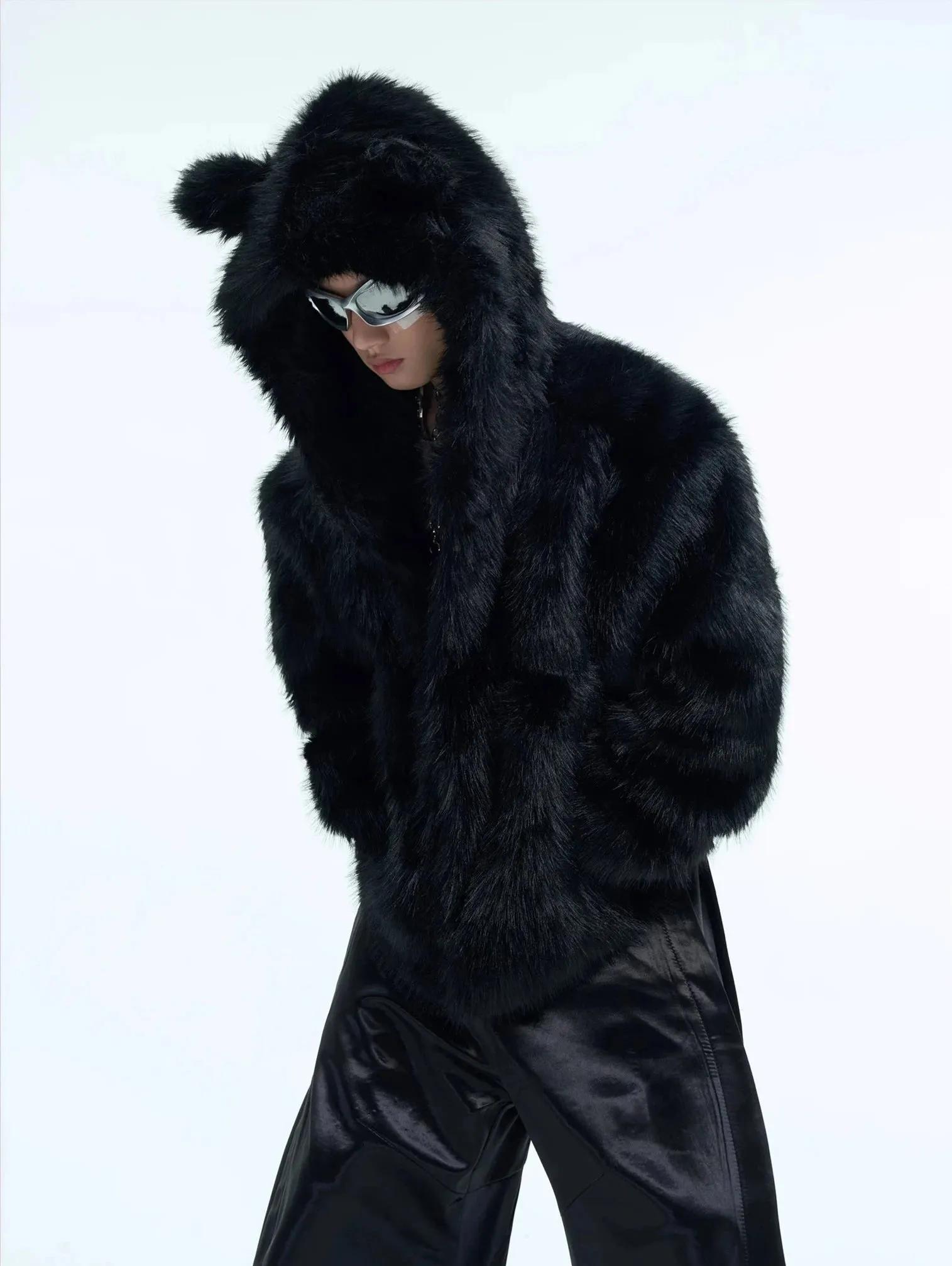 Unisex Cozy Luxury Bear Faux Fur Hooded Coat