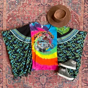 Upcycled Grateful Dead Inspired  Poncho Top