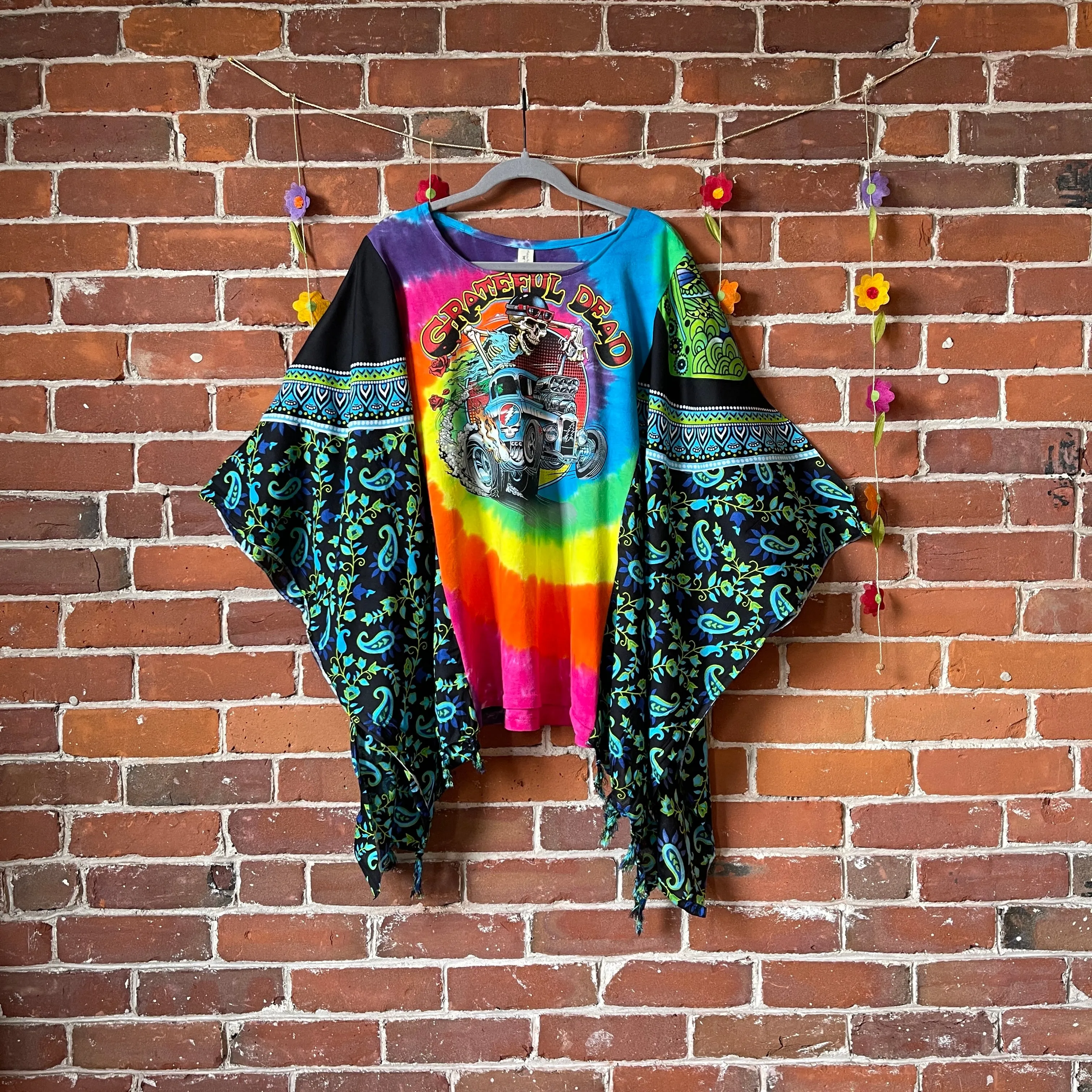 Upcycled Grateful Dead Inspired  Poncho Top