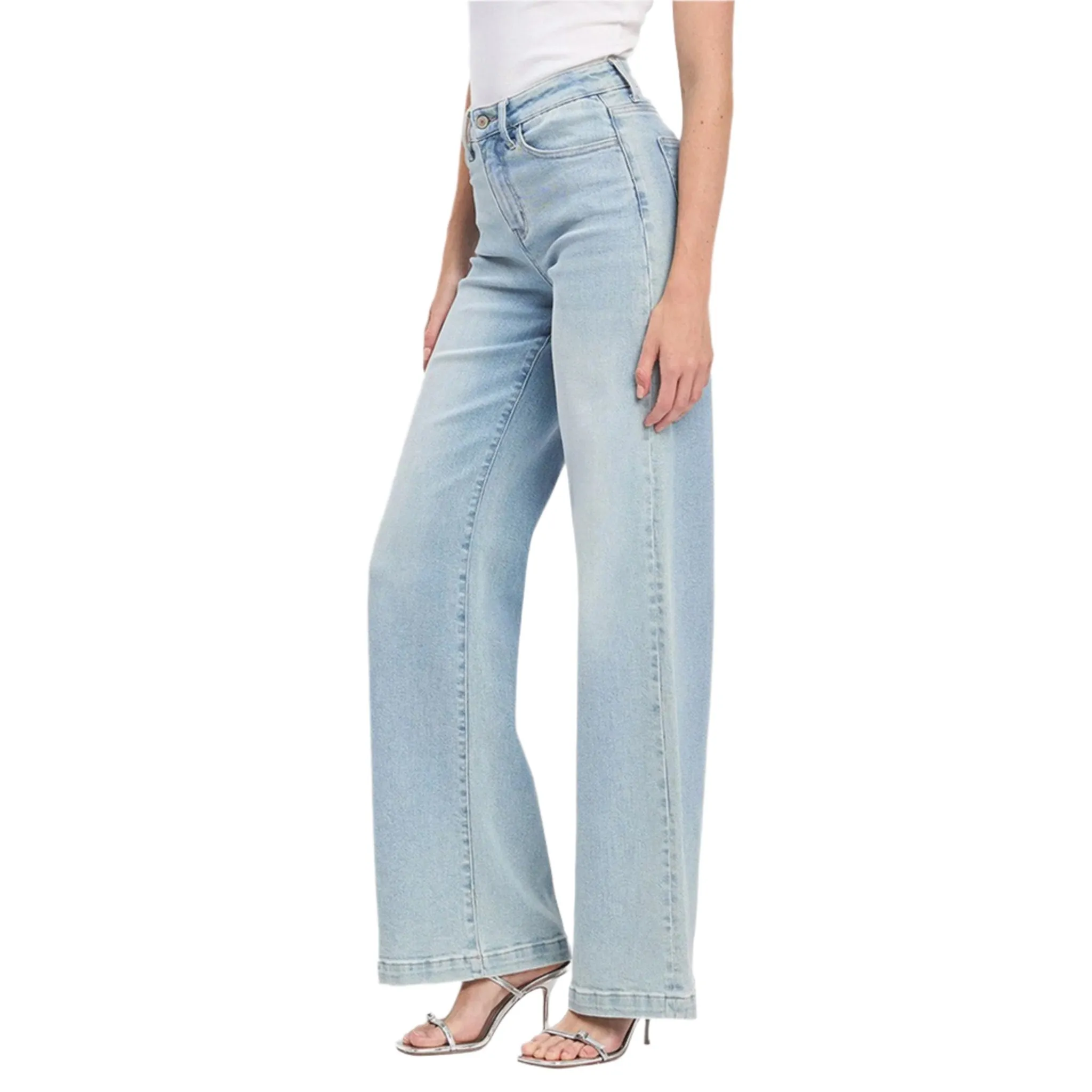 Veveret Women's High Rise Wide Leg Jeans