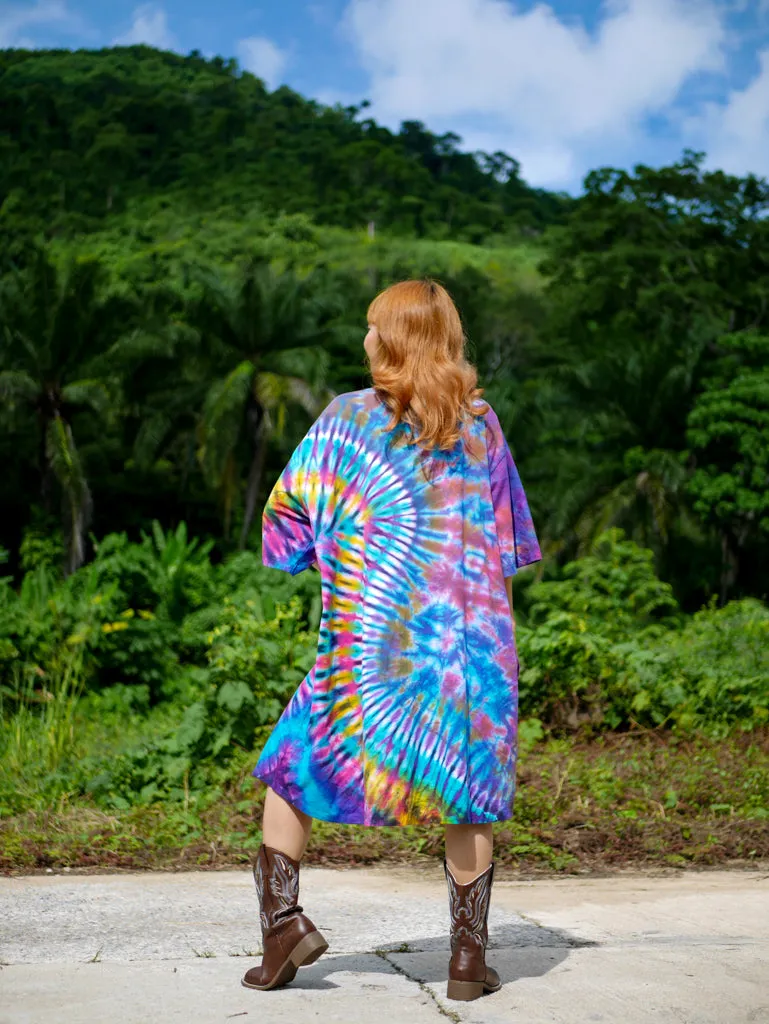 Vibrant Burst Hippie Oversized Cotton Tunic Shirt Dress