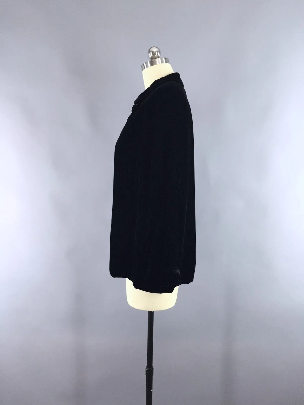 Vintage 1960s Black Velvet Evening Jacket