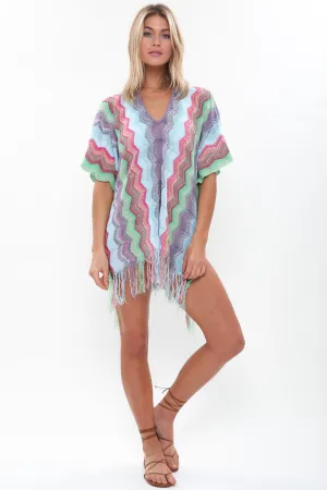 Voyager Sheer Knit Poncho in Bohemian Nostalgia