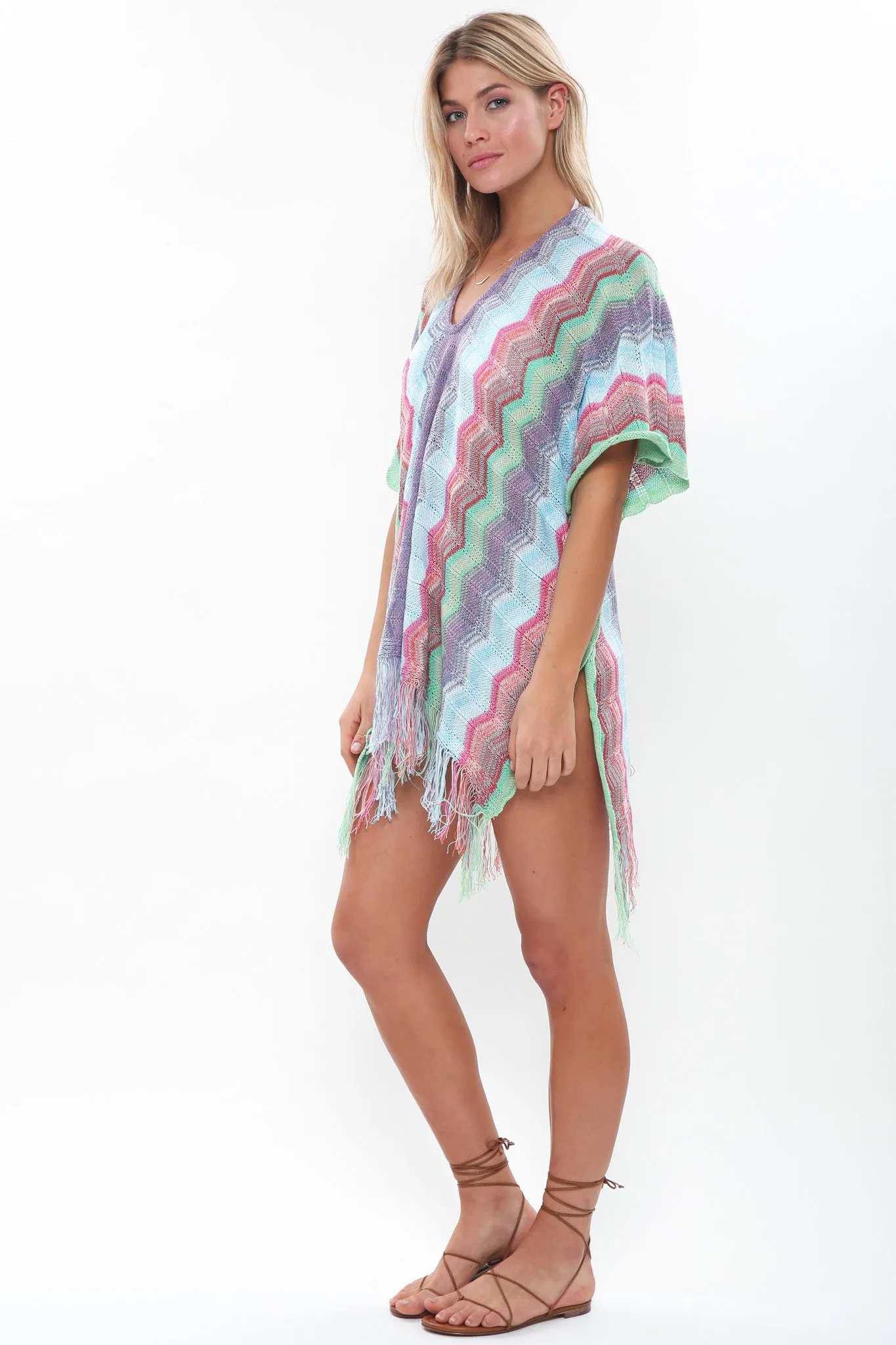 Voyager Sheer Knit Poncho in Bohemian Nostalgia