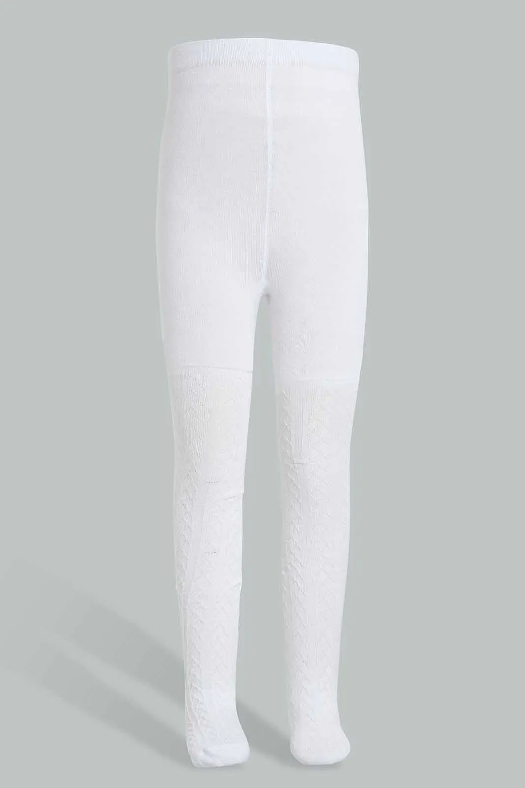 White Jacquard Tights For Girlssdds