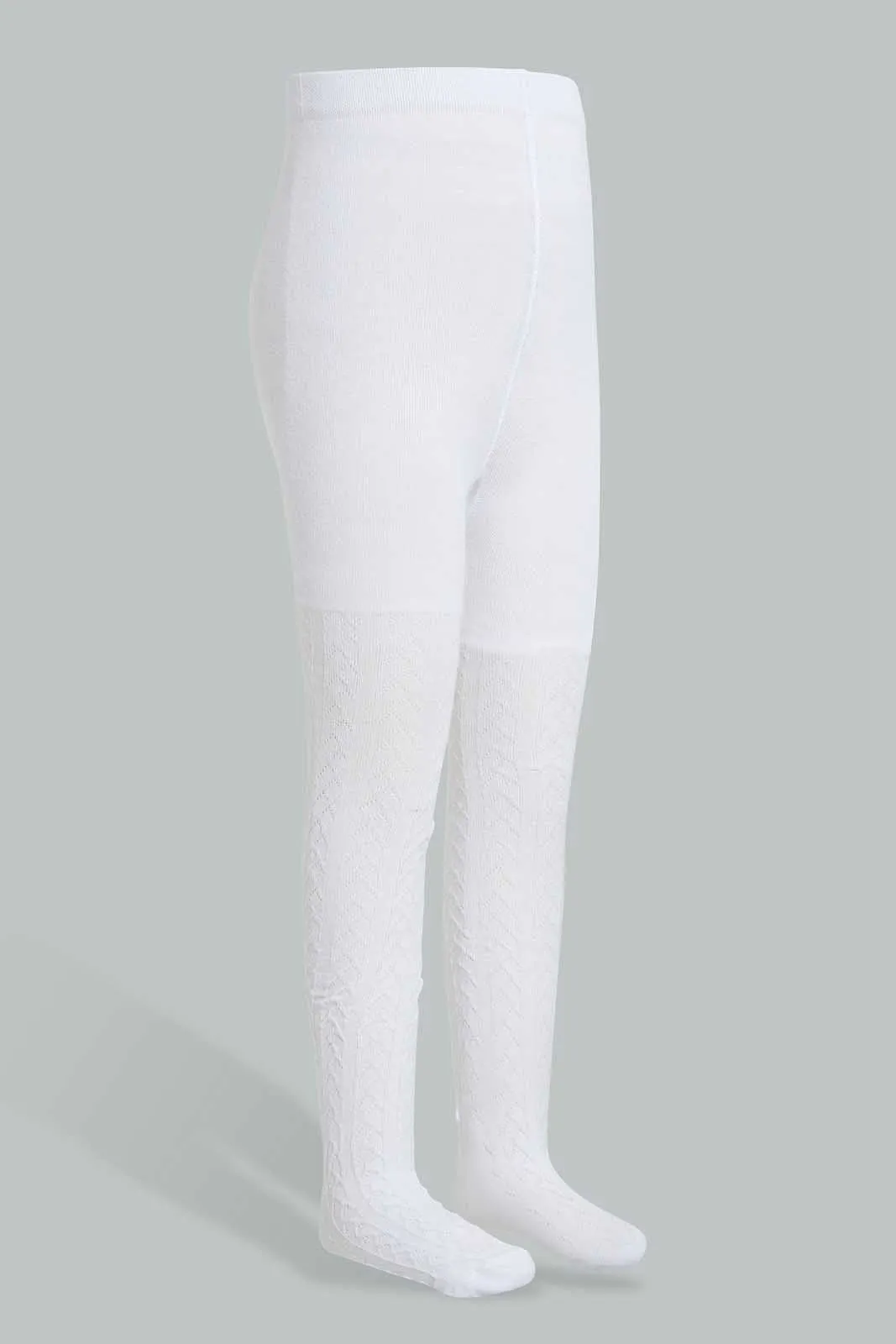 White Jacquard Tights For Girlssdds