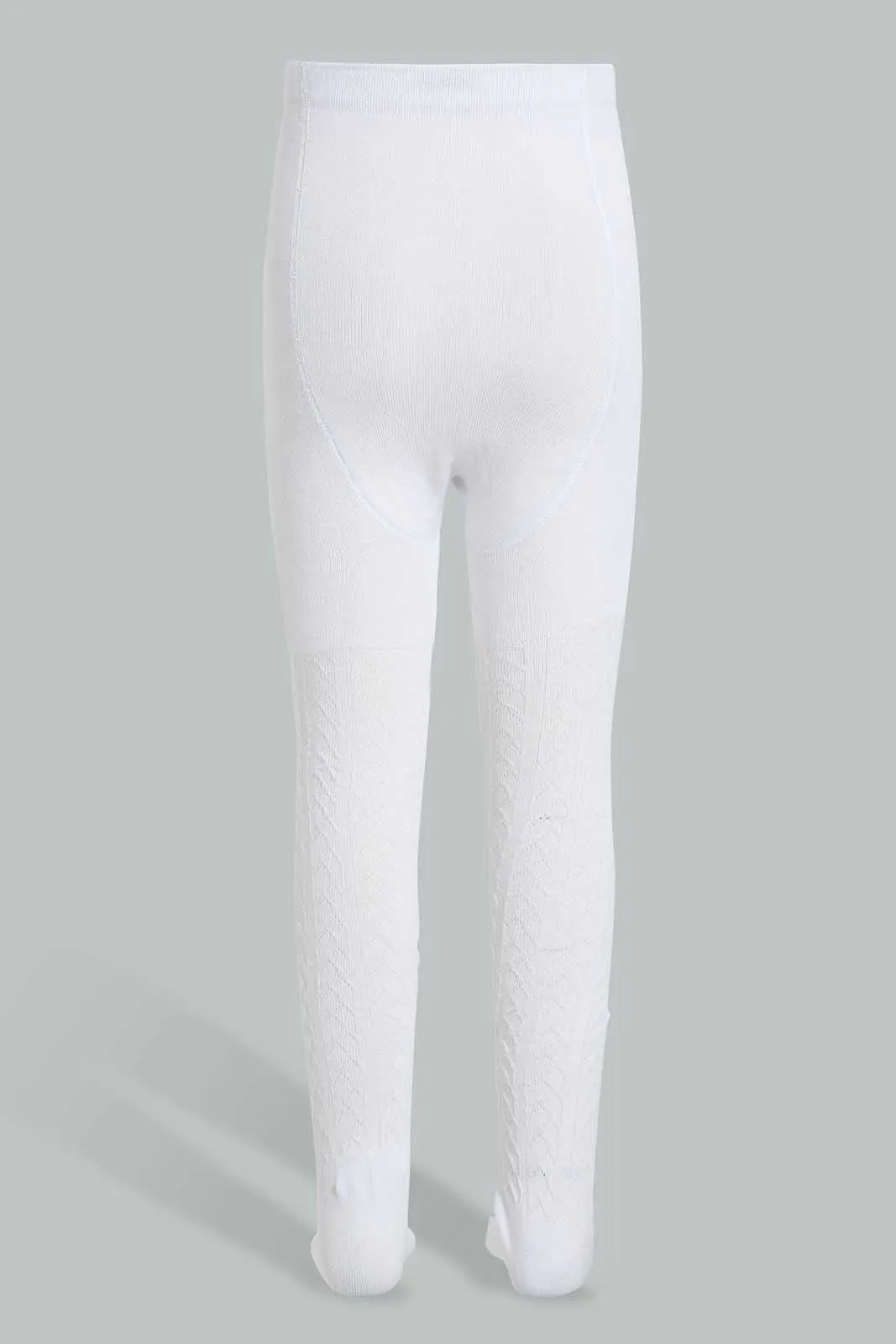 White Jacquard Tights For Girlssdds