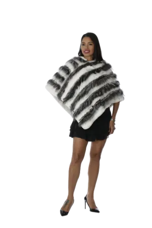 White Knitted Rex & Silver Fox Poncho