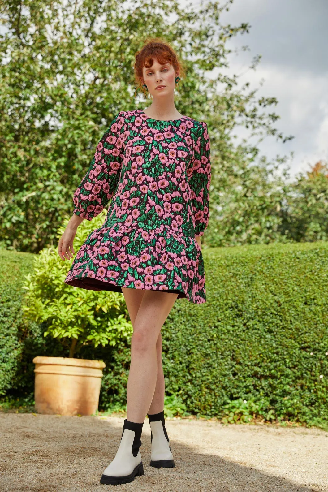 Wild Roses Jacquard Dress