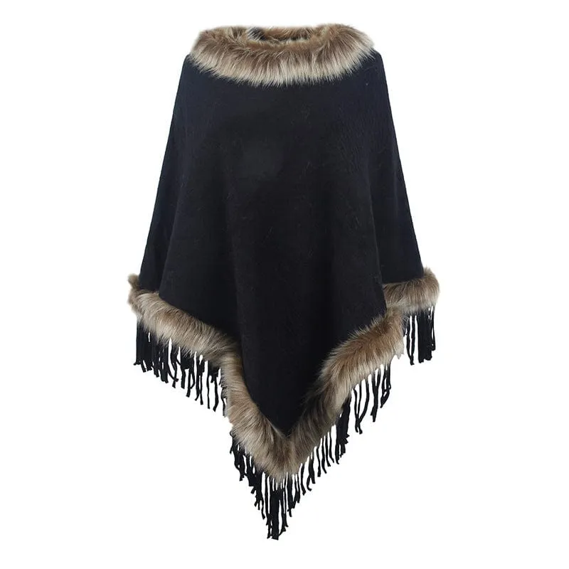 Wilder Faux Fur Trim Poncho