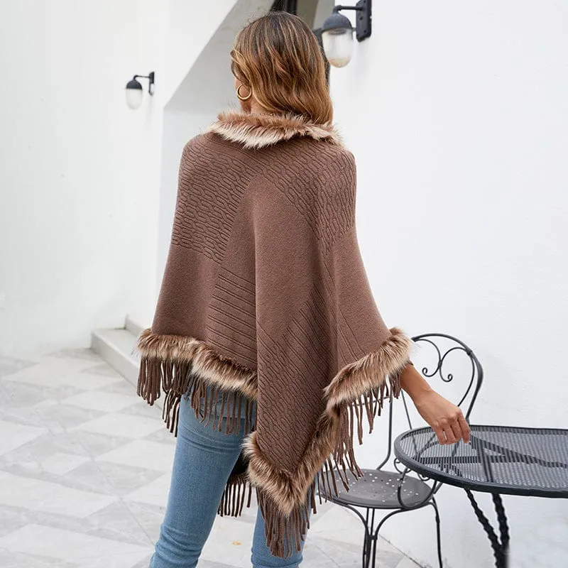 Wilder Faux Fur Trim Poncho