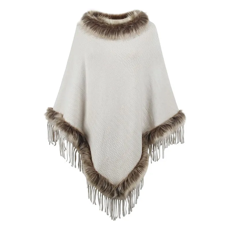 Wilder Faux Fur Trim Poncho