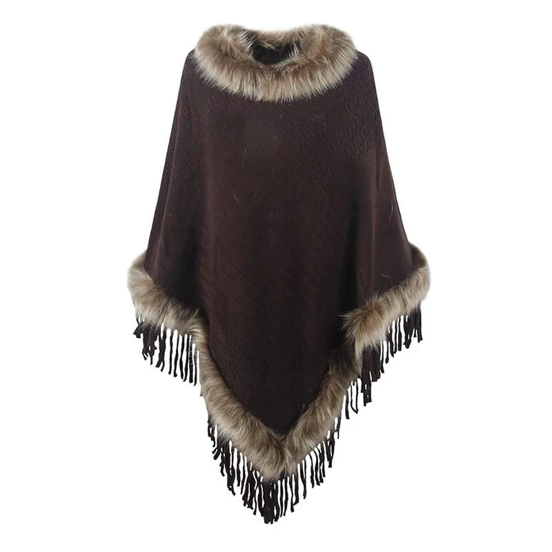 Wilder Faux Fur Trim Poncho