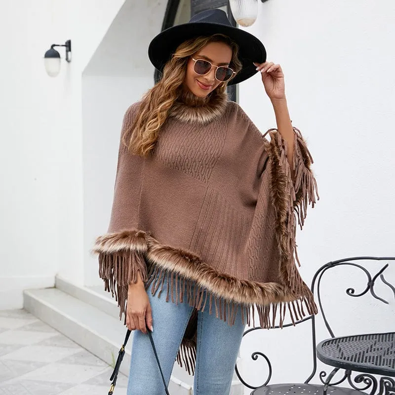 Wilder Faux Fur Trim Poncho