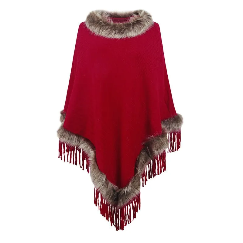 Wilder Faux Fur Trim Poncho