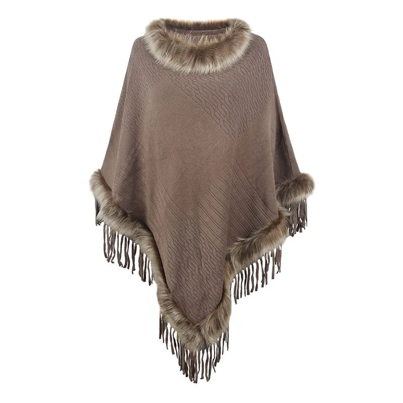 Wilder Faux Fur Trim Poncho