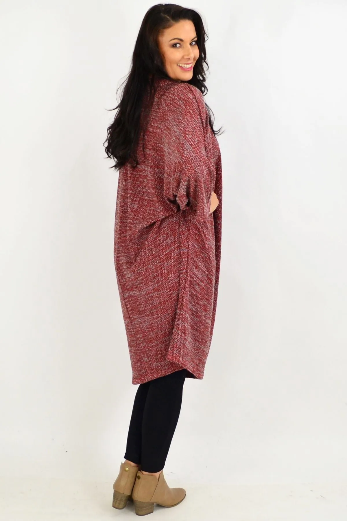 Wine Textured Knit Tunic Dress