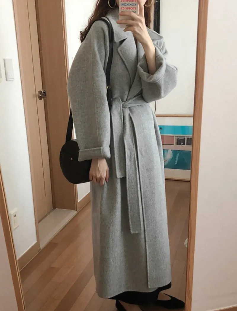 Winter Coat, Wool Coat, Long Wool Coat Women, Robe Coat Luciana  in Beigel and Gray