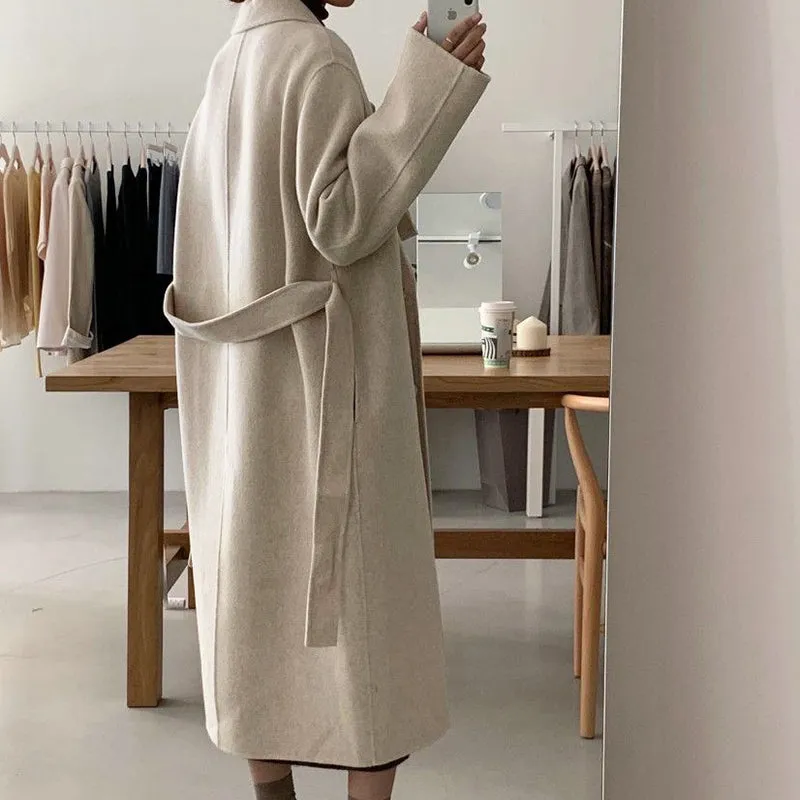 Winter Coat, Wool Coat, Long Wool Coat Women, Robe Coat Patrin in Beige