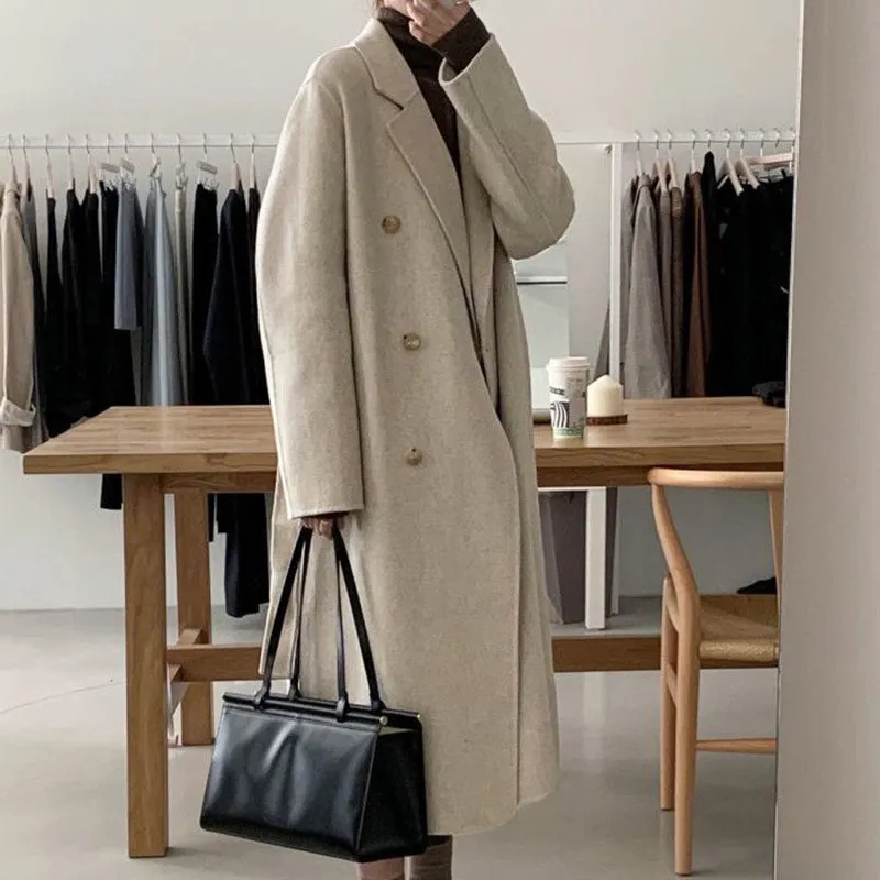 Winter Coat, Wool Coat, Long Wool Coat Women, Robe Coat Patrin in Beige