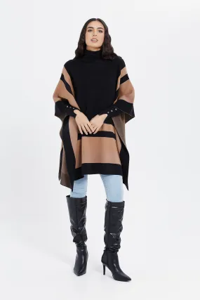 Women Assorted Striped Poncho Pullover