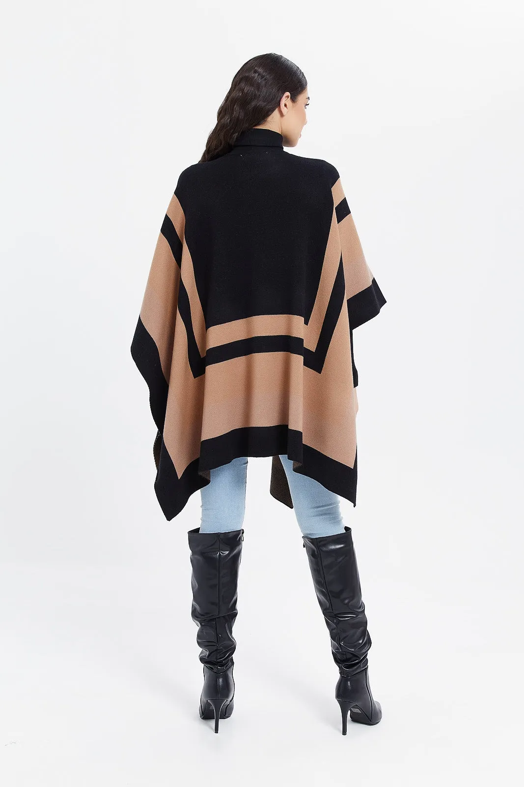 Women Assorted Striped Poncho Pullover