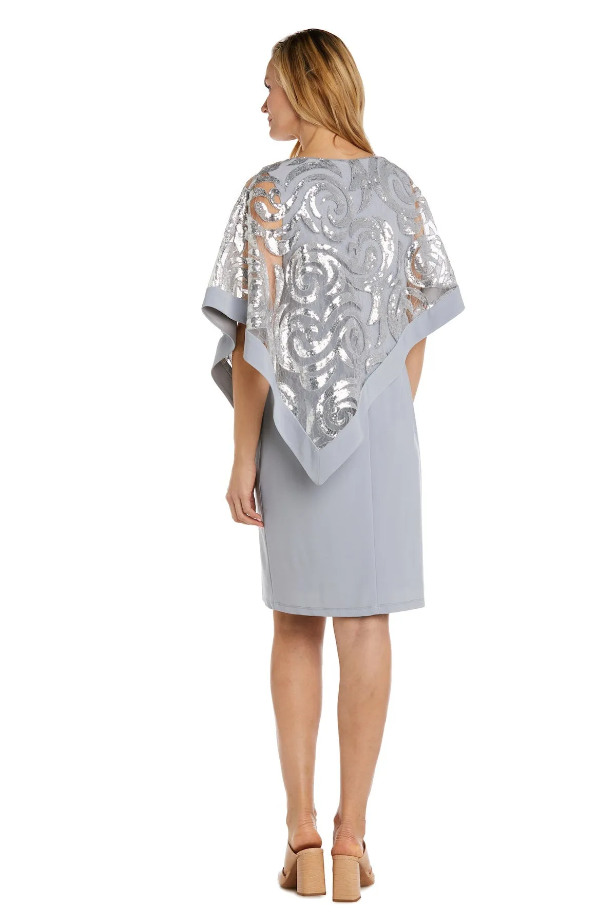 Women Two-Piece  Stunning Sequin Swirl Poncho Dress