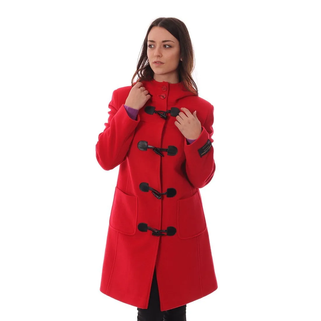 Women's Cashmere Duffle Coat in Red