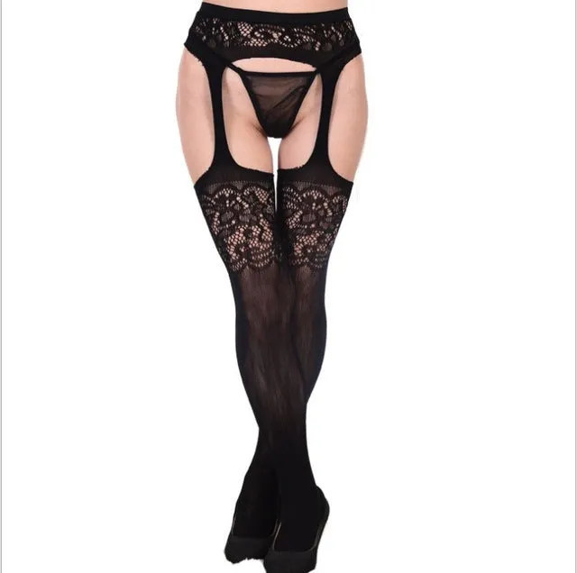 Women's suspender fishnet tights stockings  high waist net pantyhose, yarns sexy Garter net hose  fishnet tights