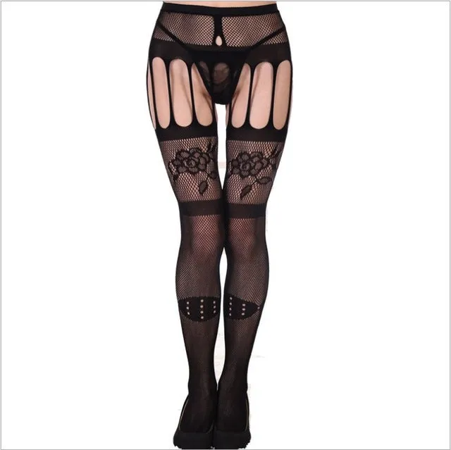 Women's suspender fishnet tights stockings  high waist net pantyhose, yarns sexy Garter net hose  fishnet tights