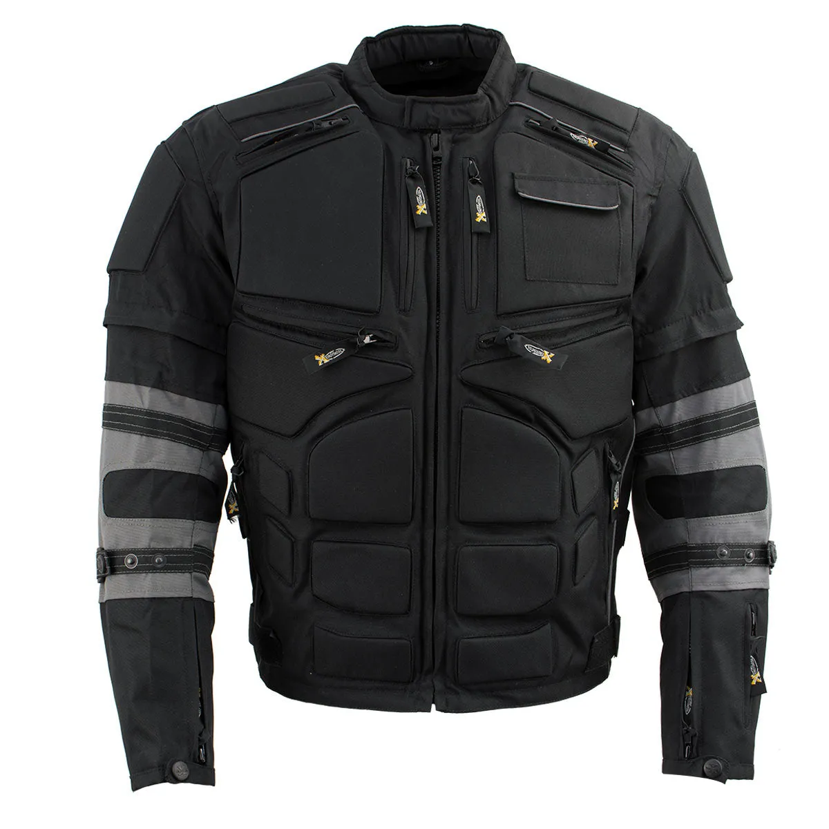 Xelement Men's Morph Black and Grey Tri-Tex Armored Jacket with Removable Sleeves CF5050