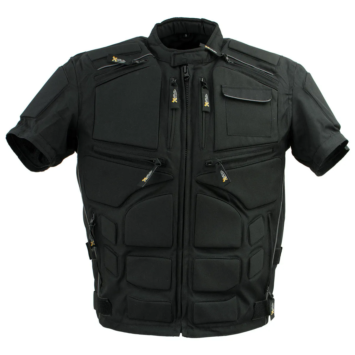 Xelement Men's Morph Black and Grey Tri-Tex Armored Jacket with Removable Sleeves CF5050