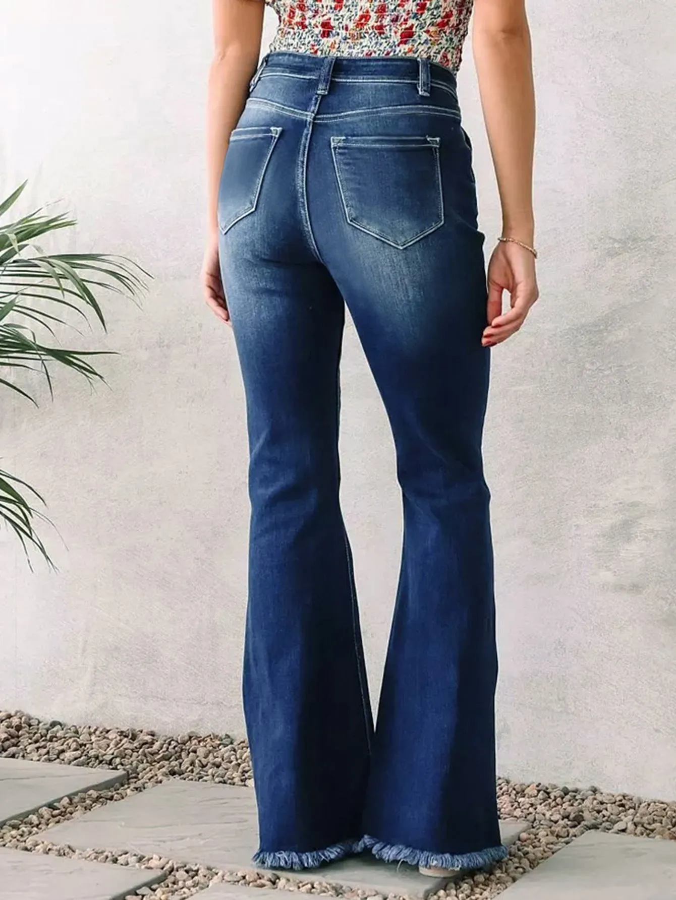 Zipper Front Flare Leg Jeans