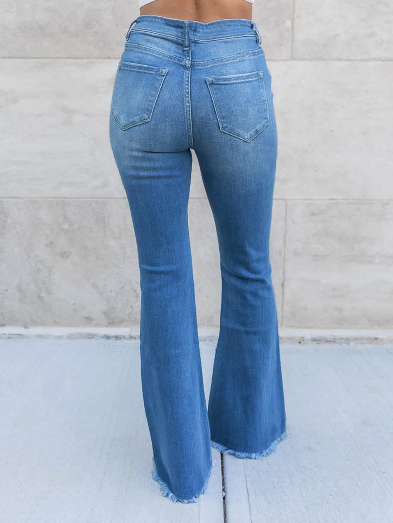 Zipper Front Flare Leg Jeans