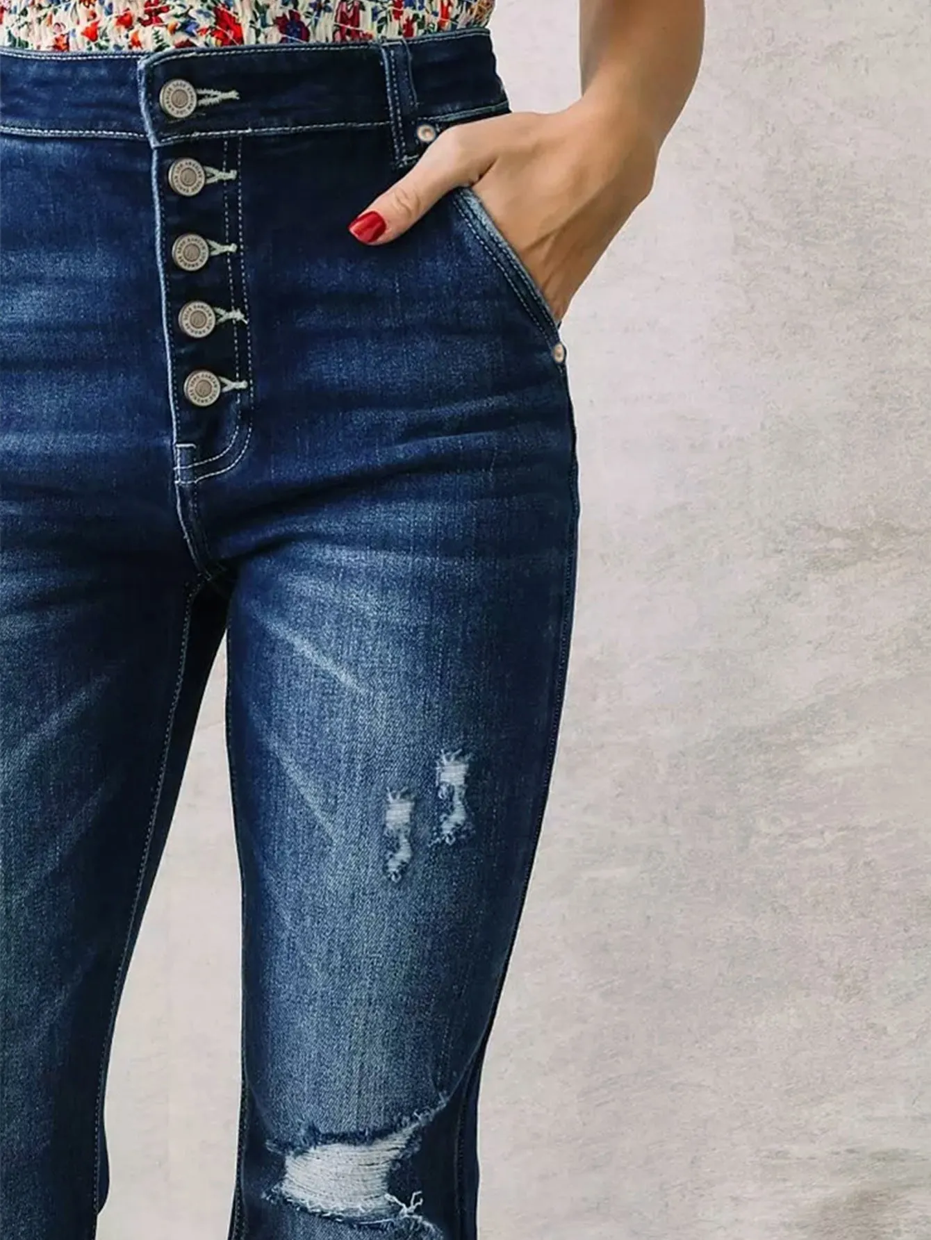 Zipper Front Flare Leg Jeans